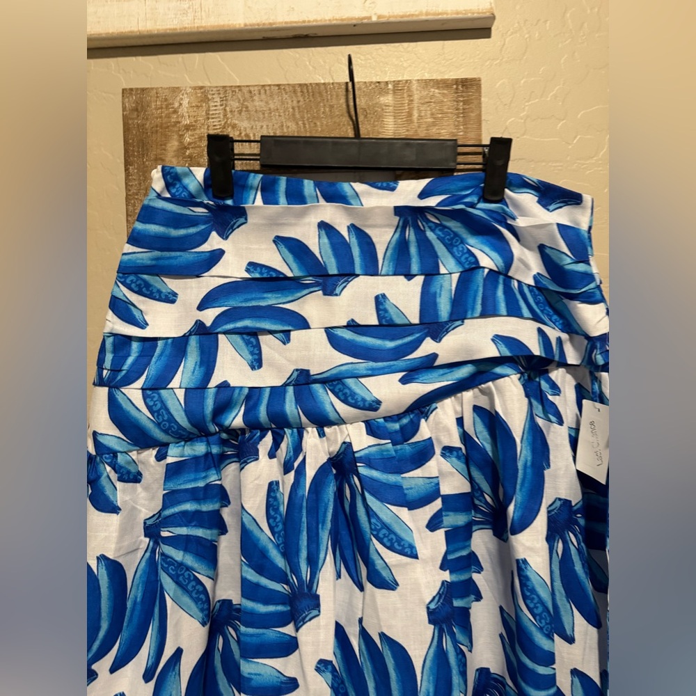 Blue Leaf Print Maxi Skirt - Picture 7 of 10